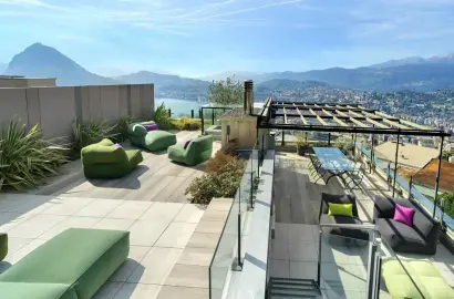 Lugano, Aldesago: Penthouse With Lake View Terrace, 5.5 Rooms